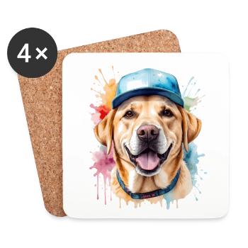 Labrador Retriever Snapback Cap Dog Design Print - Dessous de verre (lot de 4) - blanc - Devant