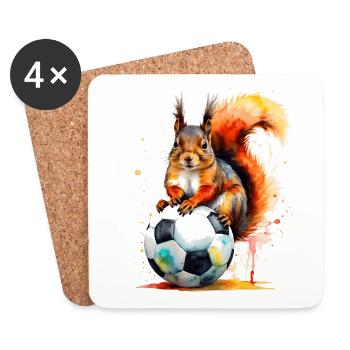 Écureuil Football Coloré Allemagne Design Print - Dessous de verre (lot de 4) - blanc - Devant