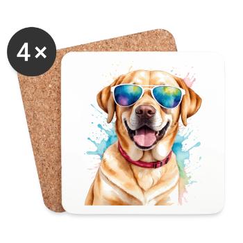 Labrador Retriever Sunglasses Dog Design Print - Coasters (set of 4) - white - Front