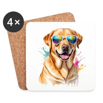 Labrador Retriever Sunglasses Dog Design Print - Coasters (set of 4) - white - Front