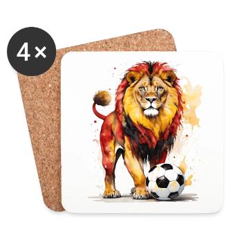 Lion Football Coloré Belgique Animal Design Print - Dessous de verre (lot de 4) - blanc - Devant