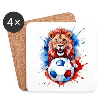 Lion Football Coloré Slovénie Slovénie Design Print - Dessous de verre (lot de 4) - blanc - Devant