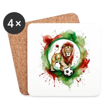 Lion Football Colorful Italy Animal Design Print - Coasters (set of 4) - white - Front