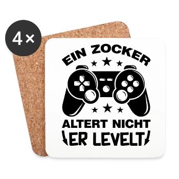 Ein Zocker altert nicht er levelt up Gaming Gamer - Untersetzer (4er-Set) - Weiß - Vorne