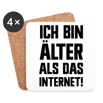 Ich bin älter als das Internet lustige Sprüche - Untersetzer (4er-Set) - Weiß - Vorne