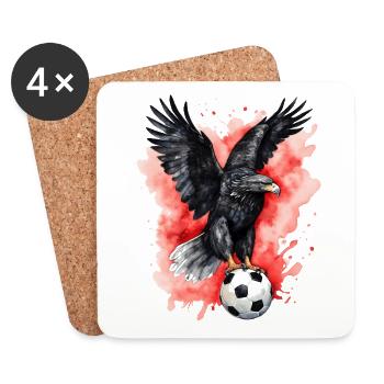 Eagle Football Coloré Albanie Animal Design Print - Dessous de verre (lot de 4) - blanc - Devant