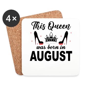 This Queen was born in August Birthday Queen - Untersetzer (4er-Set) - Weiß - Vorne