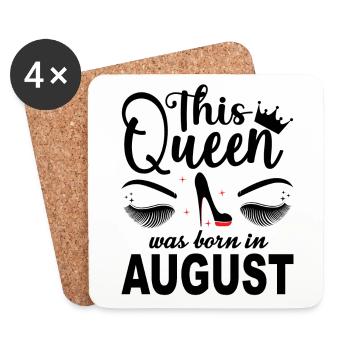 This Queen was born in August Birthday Queen - Untersetzer (4er-Set) - Weiß - Vorne