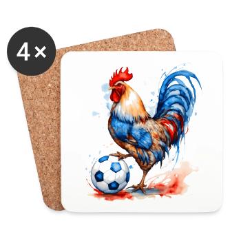 Rooster Football Colorful France Animal Design Print - Coasters (set of 4) - white - Front