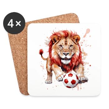 Lion Football Colorful Serbia Srbija Animal Design Print - Coasters (set of 4) - white - Front