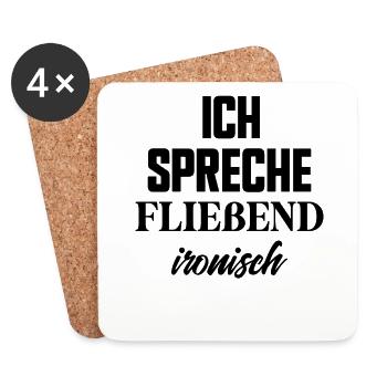 Ich spreche fließend ironisch lustige Sprüche - Untersetzer (4er-Set) - Weiß - Vorne