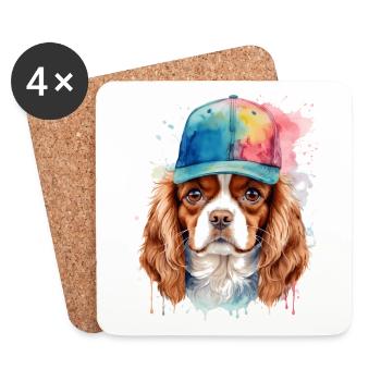 Cavalier King Charles Spaniel Snapback Cap Chien - Dessous de verre (lot de 4) - blanc - Devant