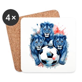 Lions Football Coloré Angleterre Animal Design Imprimer - Dessous de verre (lot de 4) - blanc - Devant