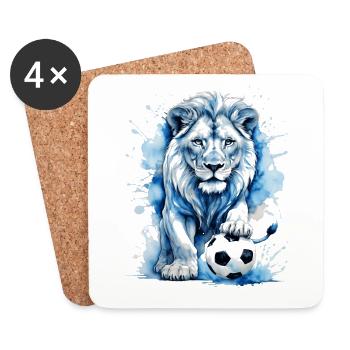 Lion Football Colourful Scotland Animal Design Print - Coasters (set of 4) - white - Front