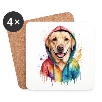 Labrador Retriever Hoodie Dog Funny Design Print - Coasters (set of 4) - white - Front