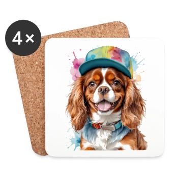Cavalier King Charles Spaniel Snapback Cap Chien - Dessous de verre (lot de 4) - blanc - Devant