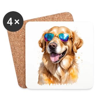 Lunettes de soleil Golden Retriever Chien Design Print - Dessous de verre (lot de 4) - blanc - Devant