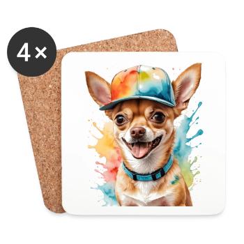 Chihuahua Snapback Cap Chien Drôle Design Print - Dessous de verre (lot de 4) - blanc - Devant
