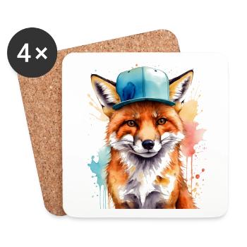 Casquette Fox Snapback Cool Animal Design Print - Dessous de verre (lot de 4) - blanc - Devant