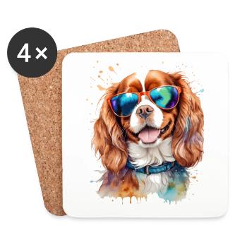 Cavalier King Charles Spaniel Lunettes de Soleil Chien - Dessous de verre (lot de 4) - blanc - Devant