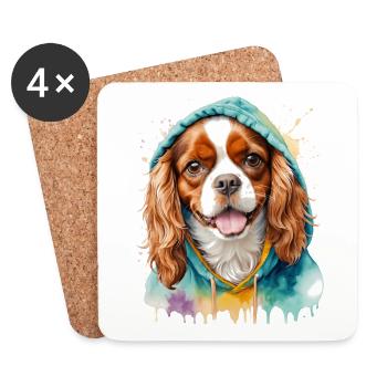 Cavalier King Charles Spaniel Hoodie Hund Print - Untersetzer (4er-Set) - Weiß - Vorne