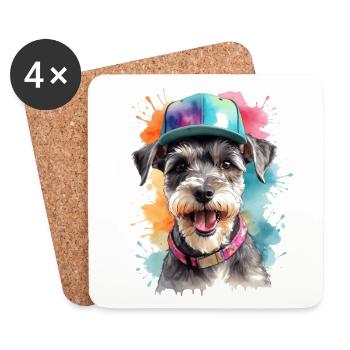 Zwergschnauzer Snapback Cap Hund Tier Design Print - Untersetzer (4er-Set) - Weiß - Vorne