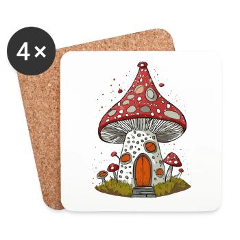 Imaginative Mushroom House - Coasters (set of 4) - white - Front