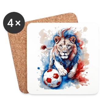 Lion Football Colorful France Animal Design Print - Coasters (set of 4) - white - Front