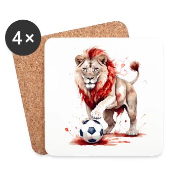 Lion Football Coloré Suisse Animal Design Imprimer - Dessous de verre (lot de 4) - blanc - Devant