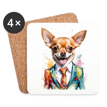 Chihuahua Costume Chien Coloré Drôle Animal Design Imprimer - Dessous de verre (lot de 4) - blanc - Devant