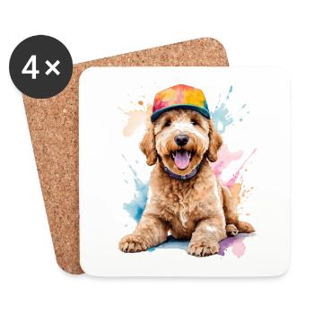 Goldendoodle Snapback Cap Hund Tier Design Print - Untersetzer (4er-Set) - Weiß - Vorne