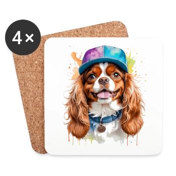 Cavalier King Charles Spaniel Snapback Cap Chien - Dessous de verre (lot de 4) - blanc - Devant