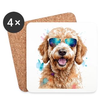 Goldendoodle Sonnenbrille Hund Tier Design Print - Untersetzer (4er-Set) - Weiß - Vorne