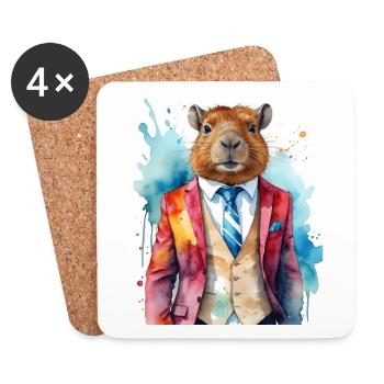 Costume Capybara Capy Imprimé Coloré Animal Design - Dessous de verre (lot de 4) - blanc - Devant