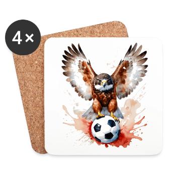 Turul football Hongrie coloré Animal Design Print - Dessous de verre (lot de 4) - blanc - Devant
