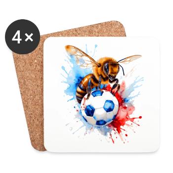 Abeille Football Coloré Slovénie Slovénie Design Imprimer - Dessous de verre (lot de 4) - blanc - Devant