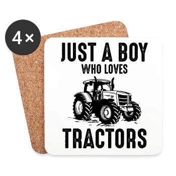 Just a Boy Who Loves Tractors funny Tractor Saying - Coasters (set of 4) - white - Front