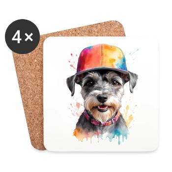 Zwergschnauzer Snapback Cap Hund Tier Design Print - Untersetzer (4er-Set) - Weiß - Vorne