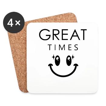 Great times with funny Smile Face - Untersetzer (4er-Set) - Weiß - Vorne