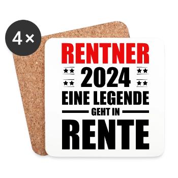 Rentner 2024 eine Legende geht in Rente Sprüche - Untersetzer (4er-Set) - Weiß - Vorne