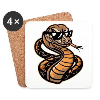 Serpent Cobra Bande dessinée cool - Dessous de verre (lot de 4) - blanc - Devant