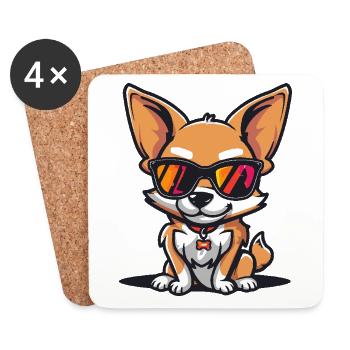 Chihuahua Chiens Bande dessinée cool - Dessous de verre (lot de 4) - blanc - Devant