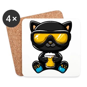 Bière après-ski Panther - Dessous de verre (lot de 4) - blanc - Devant