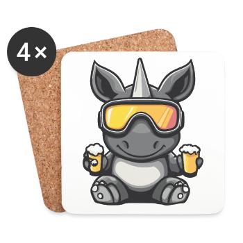Rhino Après-ski Bière Bande dessinée - Dessous de verre (lot de 4) - blanc - Devant