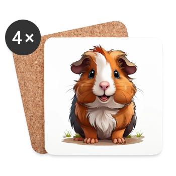 A cute, happy guinea pig - Coasters (set of 4) - white - Front