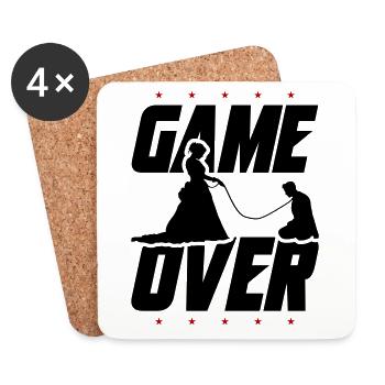 Game Over Brautpaar Hochzeit - Untersetzer (4er-Set) - Weiß - Vorne