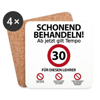 30. Geburtstag Lehrer mit Spruch - Untersetzer (4er-Set) - Weiß - Vorne