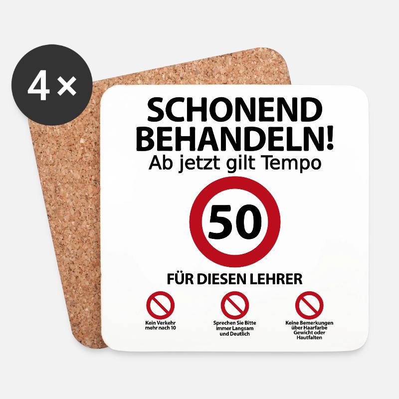 50. Geburtstag Lehrer mit Spruch - Untersetzer (4er-Set) - Weiß