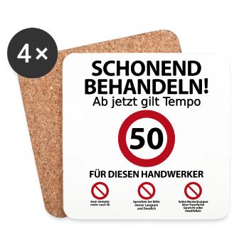 50. Handwerker Geburtstag mit Spruch - Untersetzer (4er-Set) - Weiß - Vorne