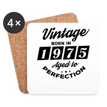 1975 Vintage 50 Years Birthday Anniversary - Coasters (set of 4) - white - Front